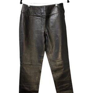 Newport News Jeanology Black Leather Pants | Women’s 4 | 90s Vintage